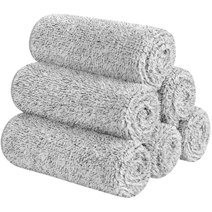 Sinland MICROFIBER FACE TOWELS ULTRA SOFT BAMBOO CHARCOAL FACIAL WASHCLOTHS FACE CLOTH FOR BATH 30CMX30CM 6 PACK GREY - Image 1